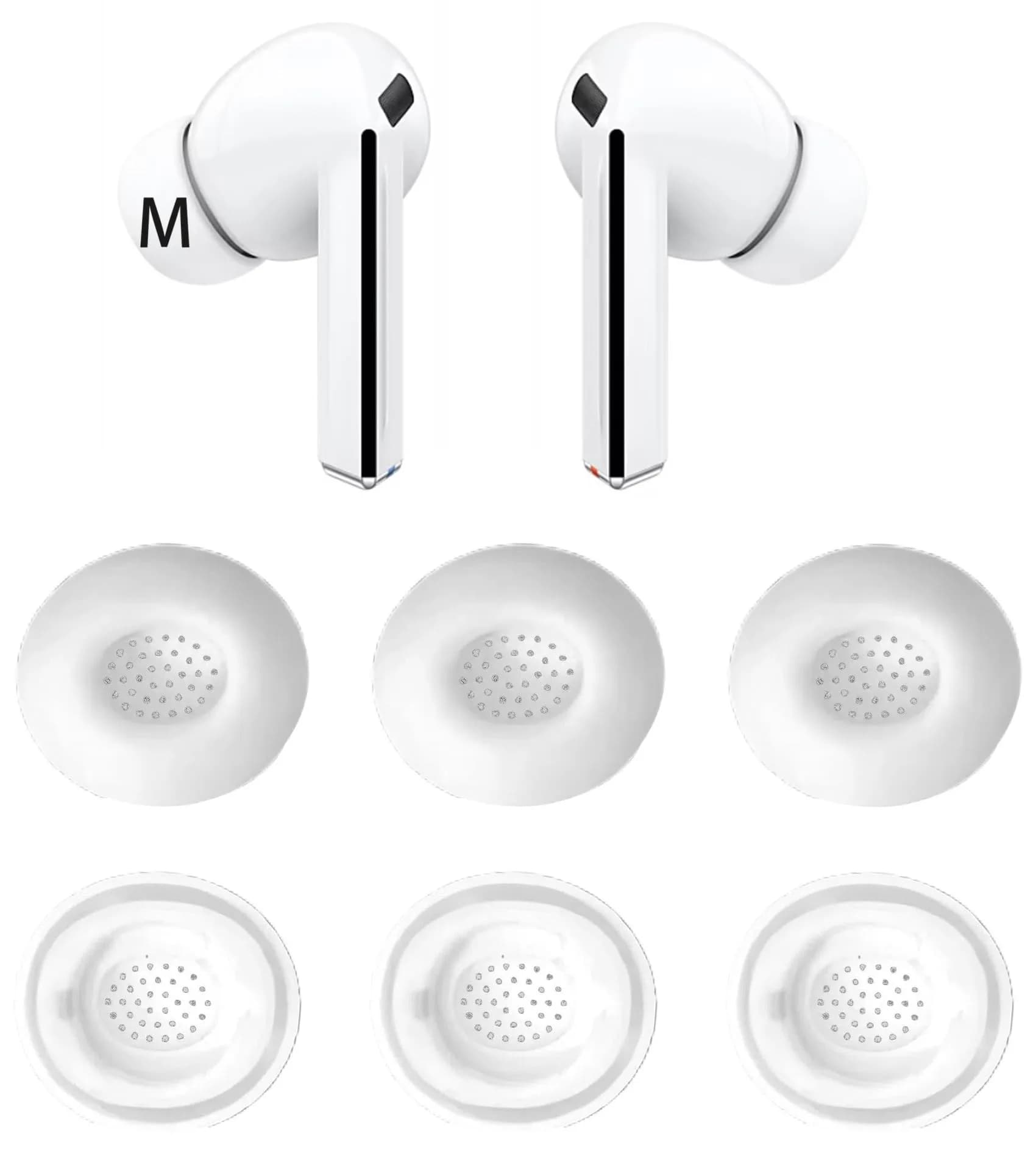 JNSA Replacement Silicone Ear Tips for Galaxy Buds3 Pro, Small Size 3 Pairs, Black | Noise Reduction & Comfortable Fit — White / Medium