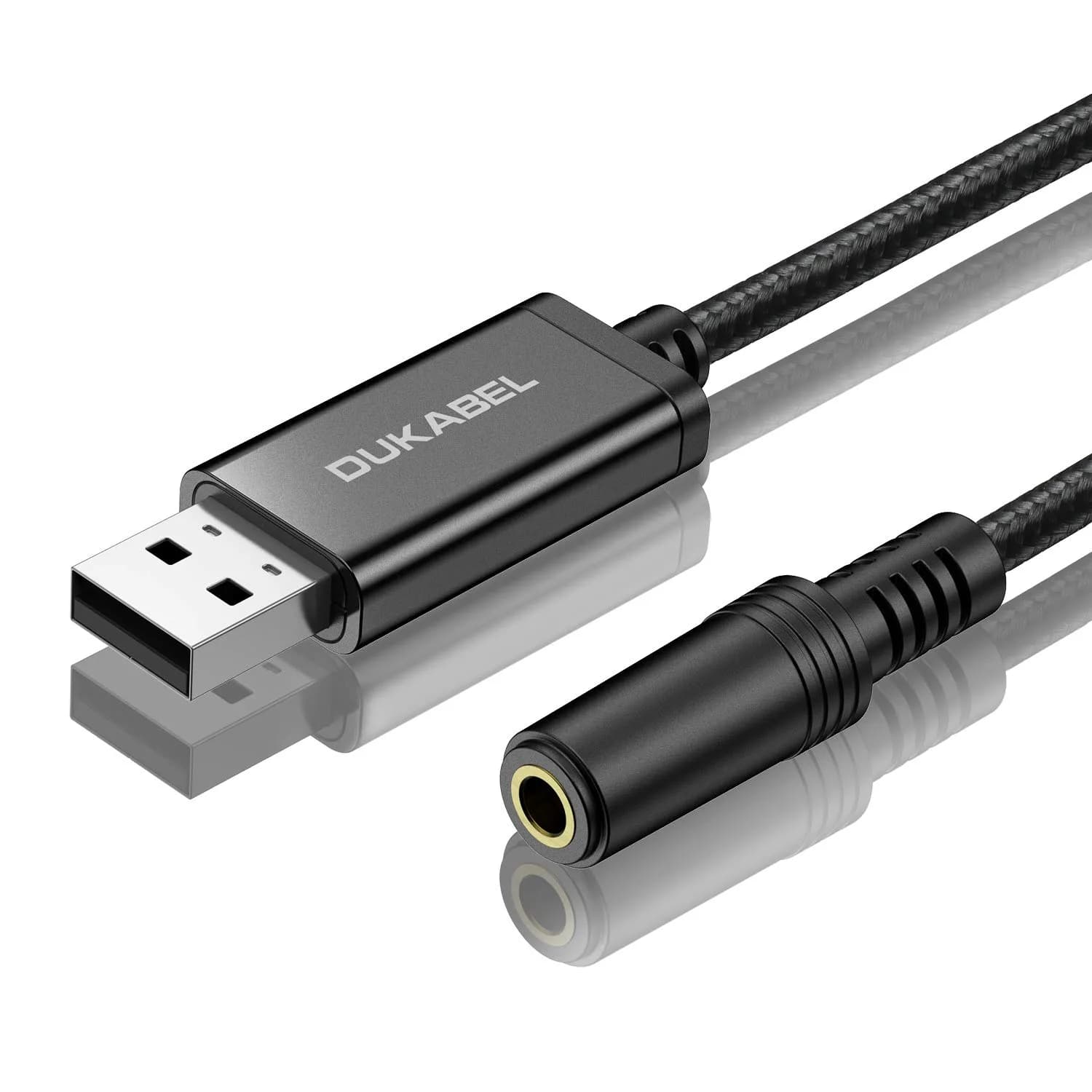 DUKABEL USB to 3.5mm Jack Audio Adapter Cable 1.2M | Stereo Sound with TRRS Mic Support for PC, PS4, PS5 — 94 inch / 240 cm