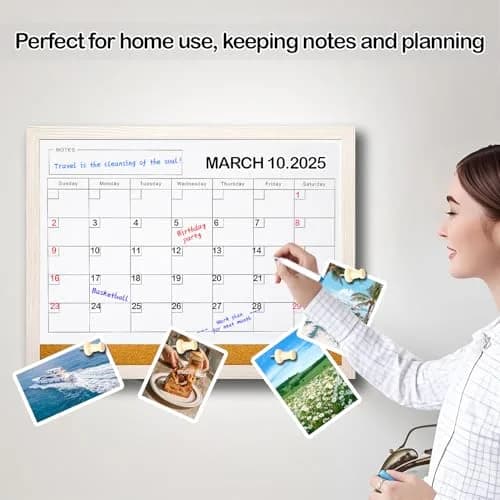 Lihengkong White Magnetic Dry Erase Calendar Whiteboard 43.2cm x 33cm (17" x 13") | Smooth Writing & Easy Cleaning thumbnail 4