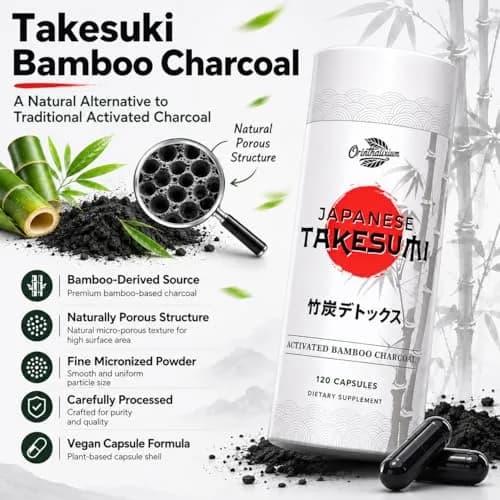 Orinthalixium Activated Charcoal Capsules 2000mg | Vegan Detox Supplement for Gut & Digestive Health thumbnail 2