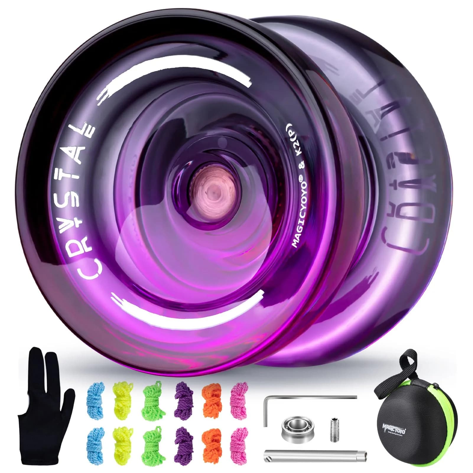 MAGICYOYO K2 Crystal Professional Responsive Yoyo for Kids (Black Purple) | Dual Purpose Yo-Yo for String Tricks - main product image