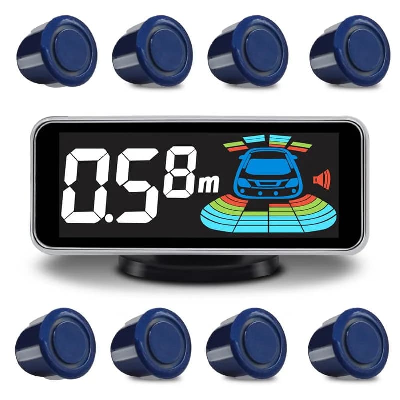 ELSNU 8-Sensor Parking Sensor Kit with Digital LCD Display, Dark Blue | Front & Rear Detection 0.3M-2.2M thumbnail 2