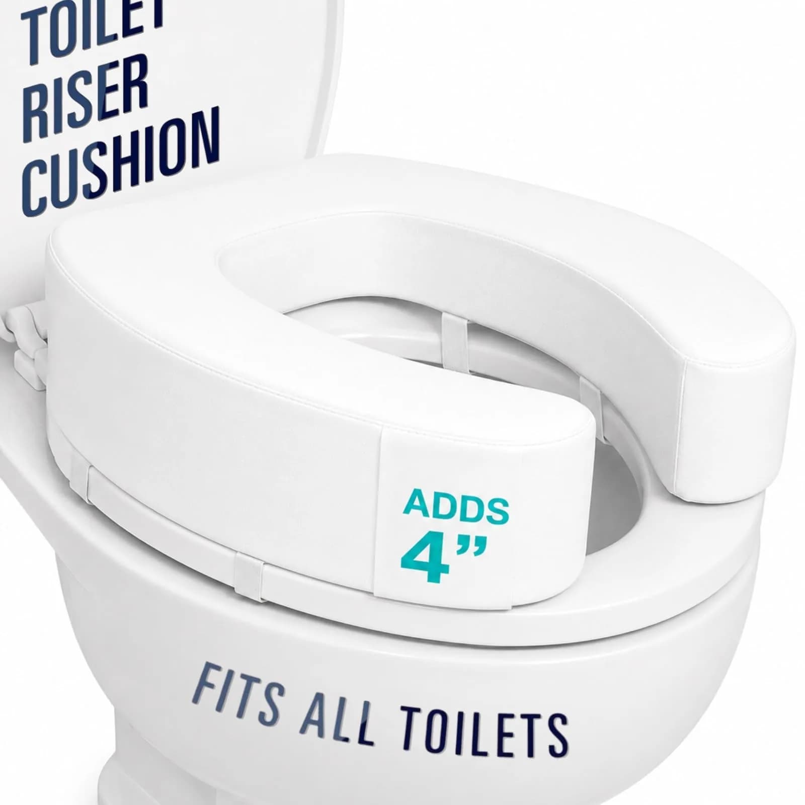 Vive Toilet Seat Riser Cushion for Seniors - 4 Inch Height | Fits Standard & Elongated Seats