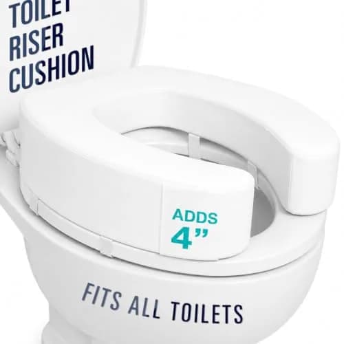 Vive Toilet Seat Riser Cushion for Seniors - 4 Inch Height | Fits Standard & Elongated Seats thumbnail 1