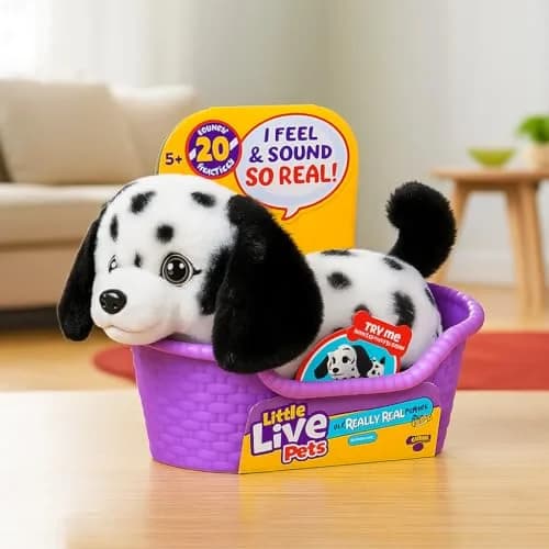 Little Live Pets My Really Real Puppy Mini Pepper the Dalmatian Interactive Plush Toy with Basket, 11cm (4.3in) | Educational Toy Figure for Kids 3-6 thumbnail 7