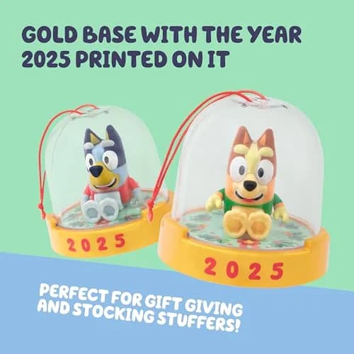 Bluey Ornament Pack of 2, Poseable Mini Figures in Sweaters with Gold Base | 2025 Dated Holiday Decor thumbnail 5