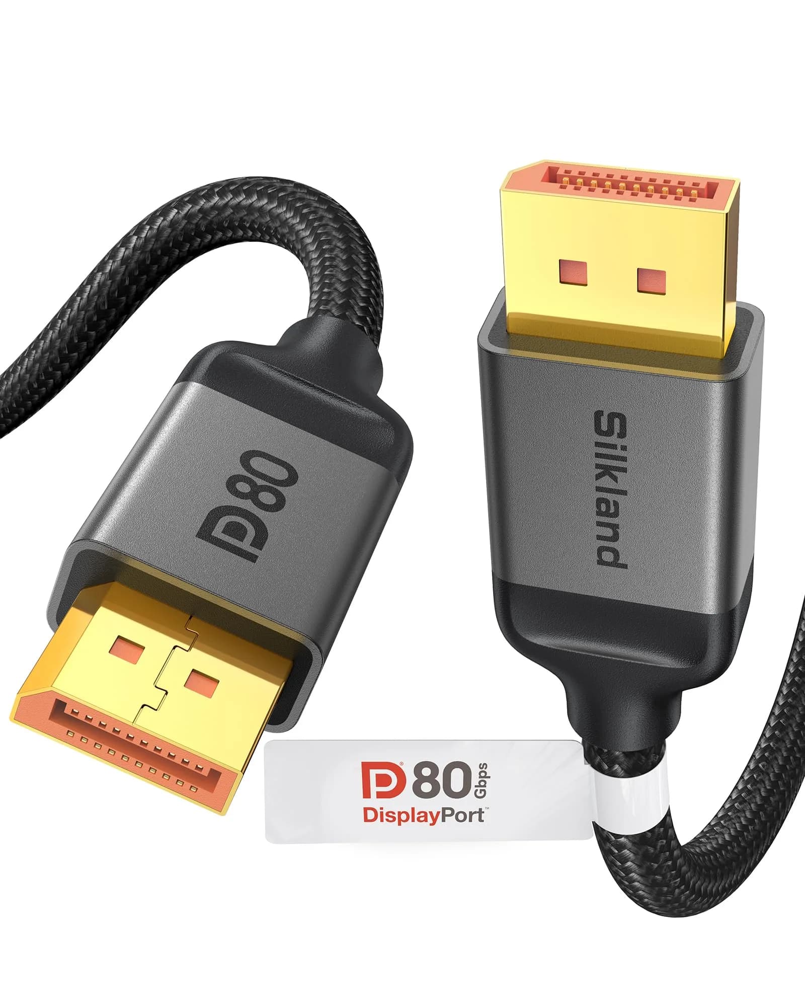 Silkland DisplayPort Cable 2.1 6.6FT | 80Gbps HDR Support for Gaming & High-Res Monitors - main product image