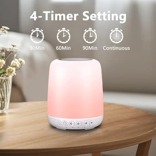Easysleep White Noise Sound Machine Milky White | 30 Soothing Sounds, 12 Night Light Colors, App Control thumbnail 5