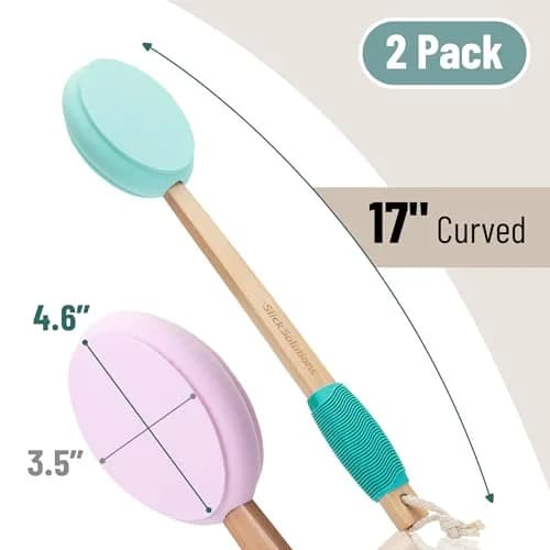 Slick Solutions 17 Inch Lotion Applicator - 2 Pack in Green and Pink for Easy Back & Body Reach thumbnail 2