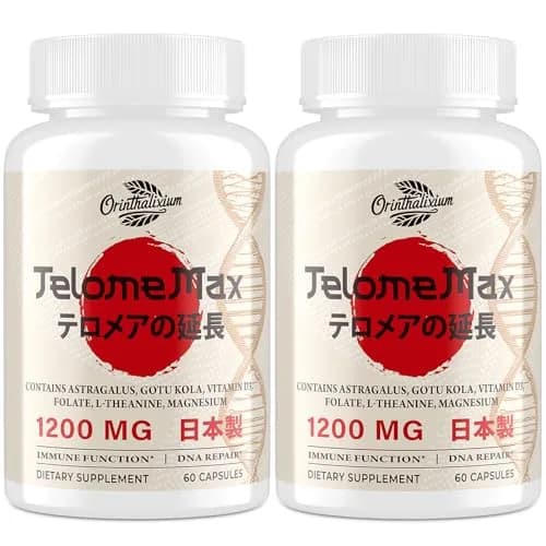 Orinthalixium Telomere Lengthening Supplements – Organic Astragalus, Gotu Kola, Vitamin D3, Folate, L-Theanine – 60 Vegan Capsules, Made in Japan thumbnail 1