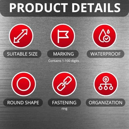 BELMAKS Red Metal Number Tags 1-100 | Durable Alloy Steel Key Tags for Organization thumbnail 4