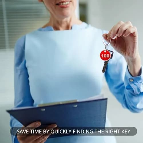 BELMAKS Red Metal Number Tags 1-100 | Durable Alloy Steel Key Tags for Organization thumbnail 9