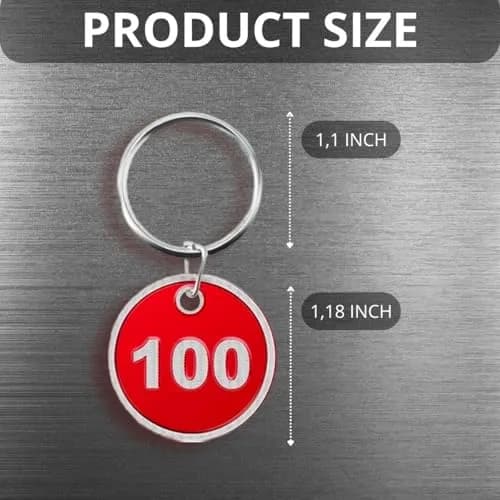 BELMAKS Red Metal Number Tags 1-100 | Durable Alloy Steel Key Tags for Organization thumbnail 2