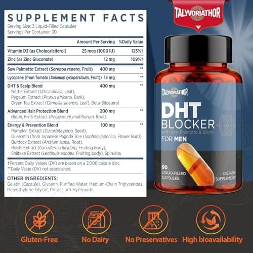 Talyvorlathor DHT Blocker for Men 90 Capsules | Hair Growth & Hair Loss Support thumbnail 2