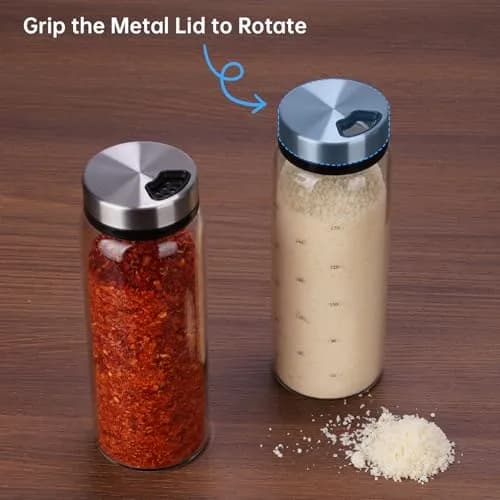 NiHome 2-Pack 10oz Glass Spice Shakers Set | Adjustable Lid Dispenser, Clear thumbnail 5