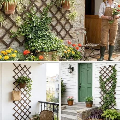 Tilinyan & one Expandable Garden Trellis 2 PCS, 229 cm (90") x 94 cm (37") | Rustic Wood Lattice Fence for Climbing Plants thumbnail 5
