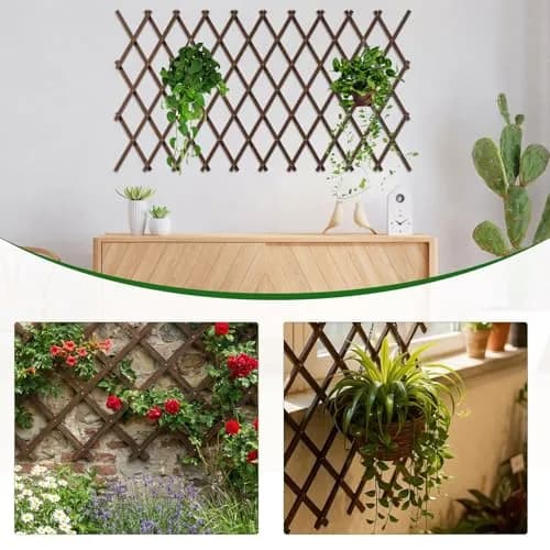 Tilinyan & one Expandable Garden Trellis 2 PCS, 229 cm (90") x 94 cm (37") | Rustic Wood Lattice Fence for Climbing Plants thumbnail 8