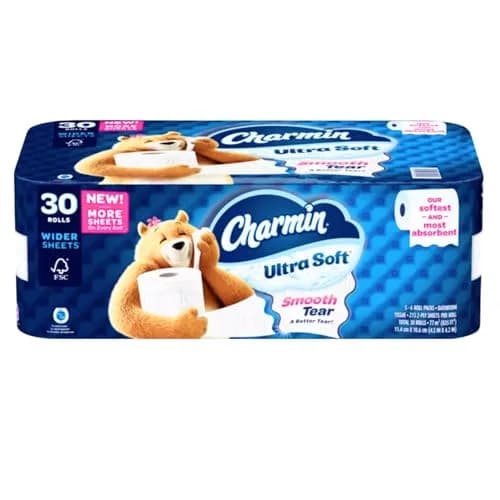 Charmin Ultra Soft Bathroom Tissue 30 Jumbo Rolls | 2-Ply Softness for Indian Homes thumbnail 1