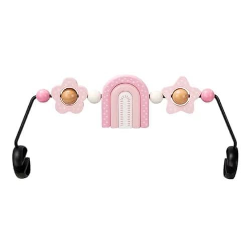 TinlyFinly Baby Bouncer Toy Bar Pink Rainbow | Wooden Attachment for Baby Bjorn Bouncers, Develops Motor Skills thumbnail 1