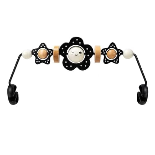 TinlyFinly Baby Bouncer Toy Bar Wooden Compatible with Baby Bjorn Bouncers, Black and White Flower | Engages & Develops Baby's Motor Skills thumbnail 1