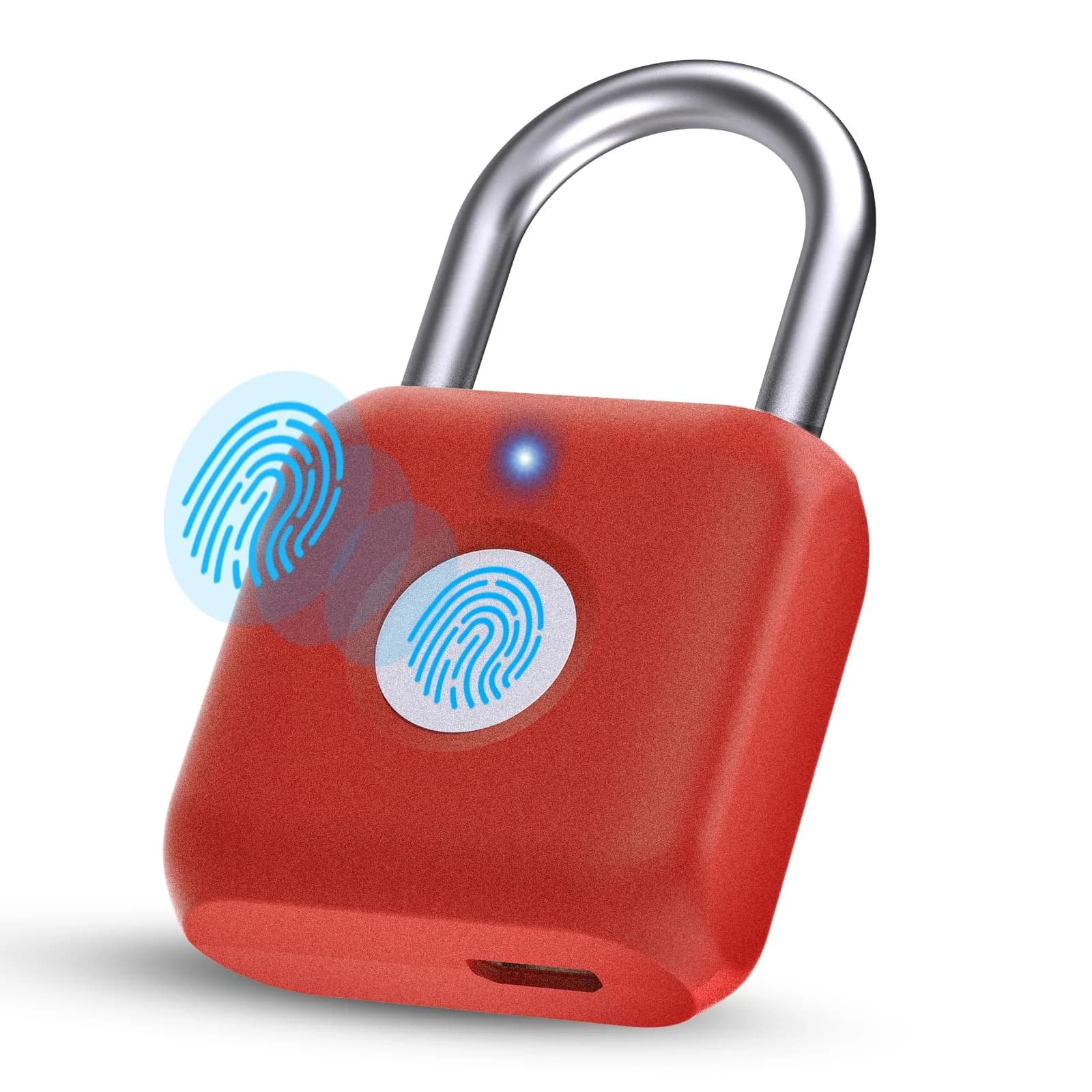 Pothunder Biometric Fingerprint Padlock Red | 2.3cm (0.9") Shackle