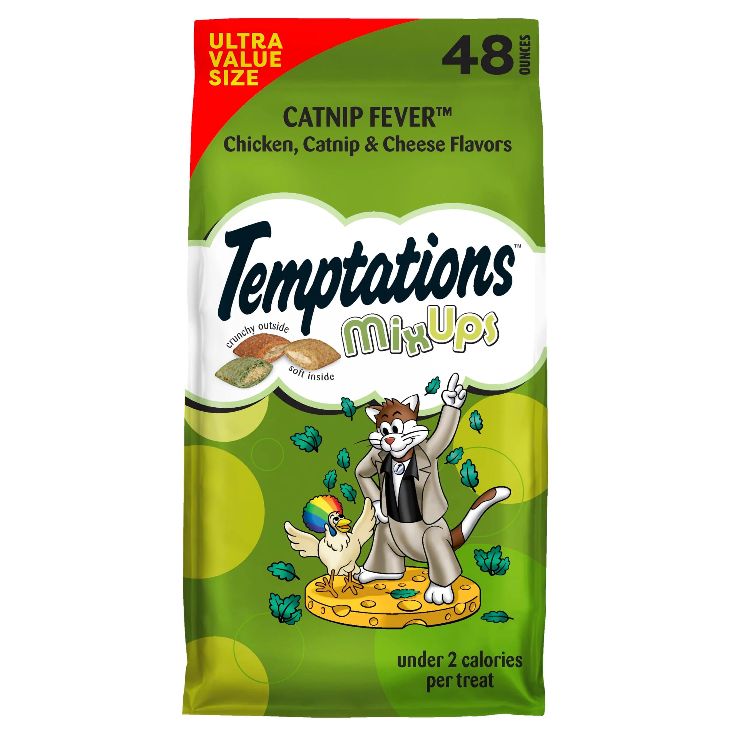 Temptations MixUps Catnip Fever Flavor Crunchy and Soft Cat Treats 454g (16 oz) | Dual Texture Catnip Treats — Catnip / 3 Pound