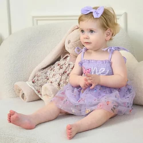 HONGTEYA Baby Girl 1st Birthday Outfit First Romper Tulle Dress Gifts | Elegant Pink Dress for Special Occasion thumbnail 3