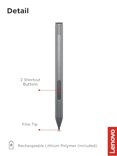 Lenovo Slim Pen Magnetic Precision Stylus for Laptops | 4096 Pressure Levels, Tilt Sensitivity, Rechargeable thumbnail 5