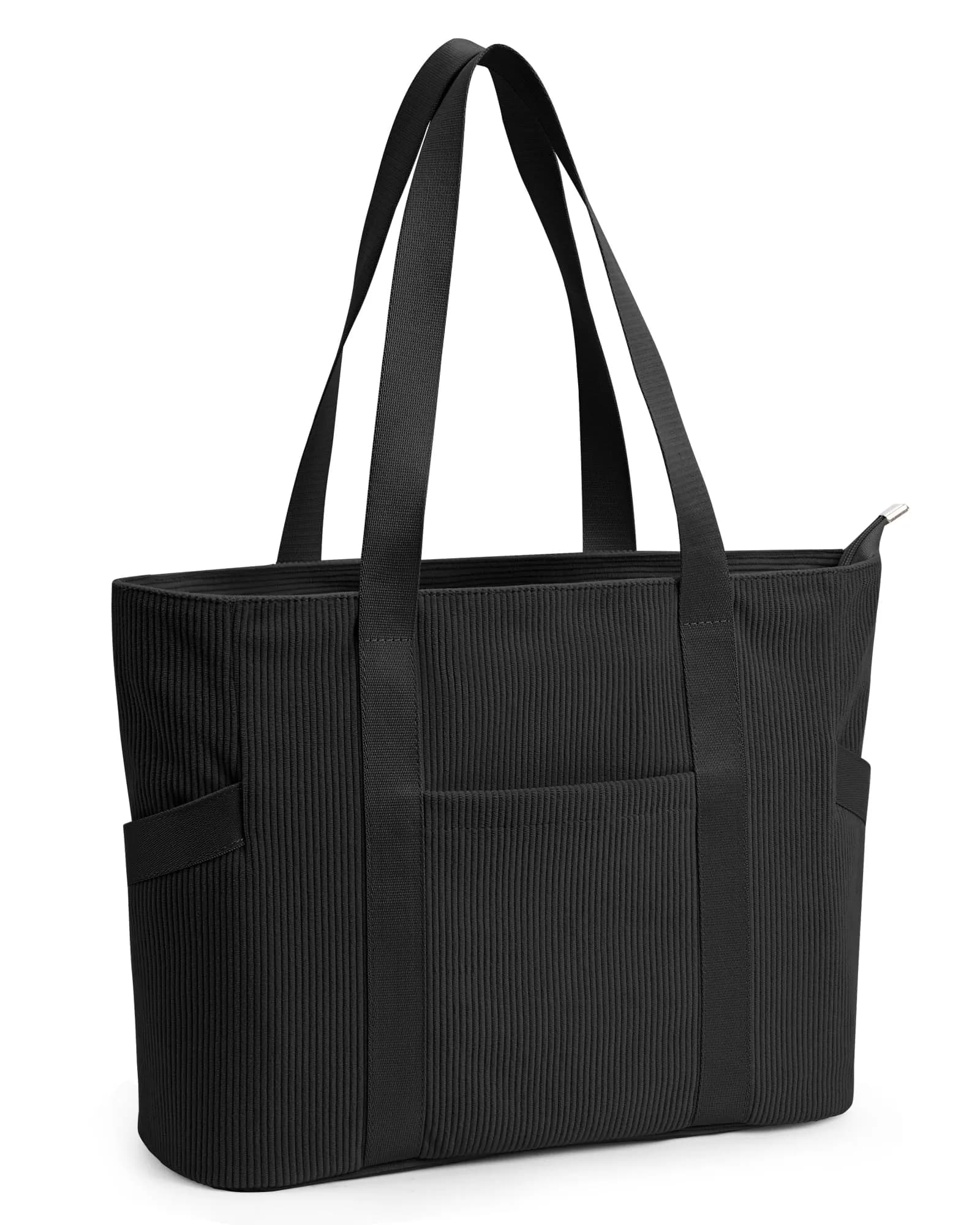 DIXEIGHT Tote Bag for Women, Large Corduroy Capacity | Water-Resistant & Versatile — M-black-fits 15.6" Laptop