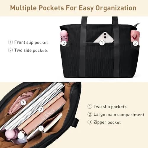 DIXEIGHT Tote Bag for Women, Large Capacity, Water-Resistant, Zipper Closure, Multi-Occasion Use thumbnail 8