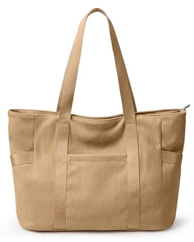 DIXEIGHT Tote Bag for Women, Large Capacity, Water-Resistant Corduroy, Zipper Closure, Fits 15.6" Laptop, Casual Style thumbnail 1