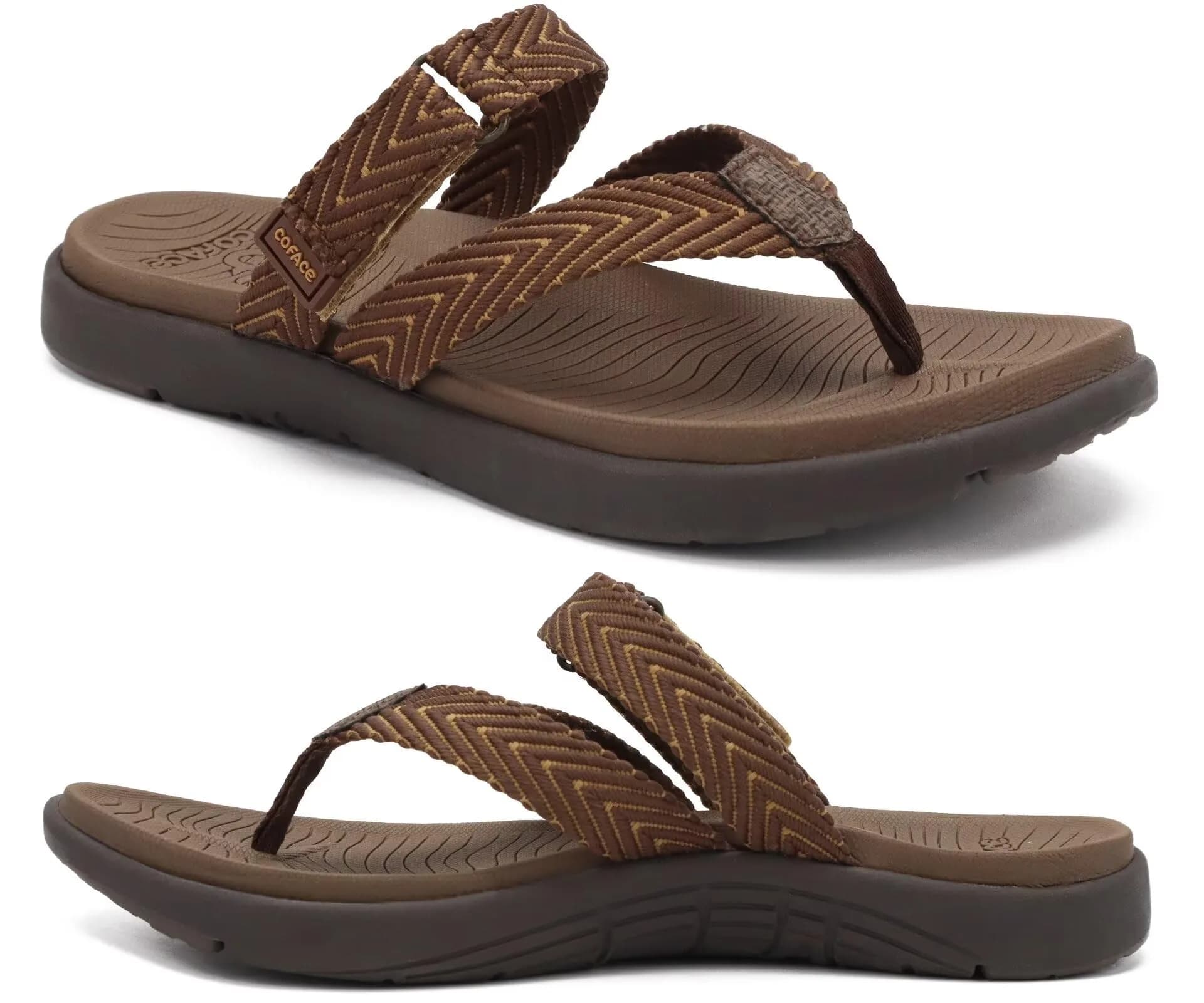 COFACE Women's Orthotic Flip Flops Arch Support Thong Sandals Brown Size 9 (25.4 cm / 10 in) - main product image