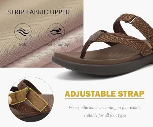 COFACE Women's Orthotic Flip Flops Arch Support Thong Sandals Brown Size 9 (25.4 cm / 10 in) thumbnail 4
