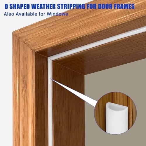 Protalwell White Silicone D Shaped Weather Stripping 6.1m (20ft) | Seals Gaps Up to 1.2cm thumbnail 4