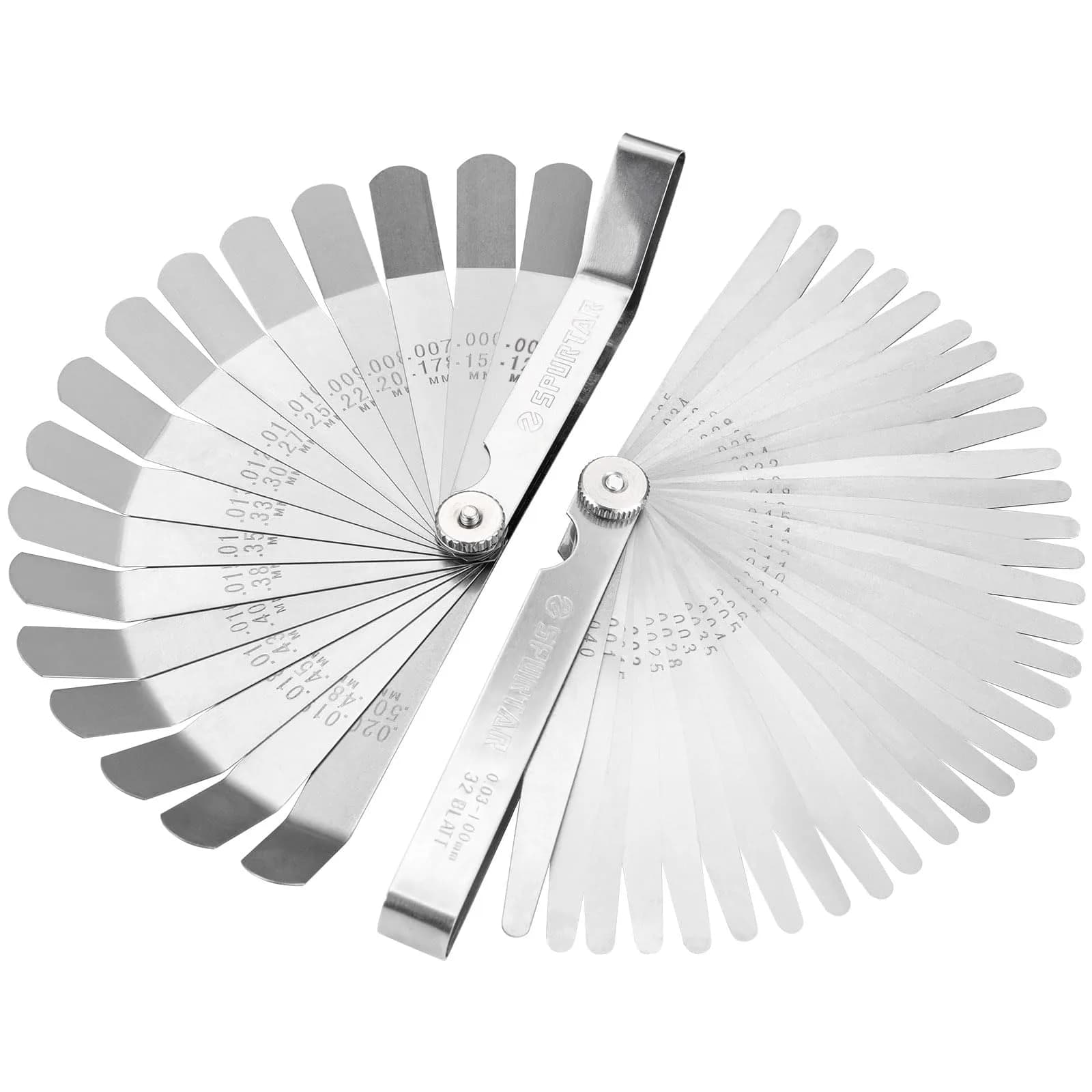 Spurtar Tapered Feeler Gauge Set 0.03-1.00mm (0.001-0.04") 32 Blades | Precision Gap Measurement Tool — 32 Blades(0.001-0.04") & 16 Blades(0.005-0.020")