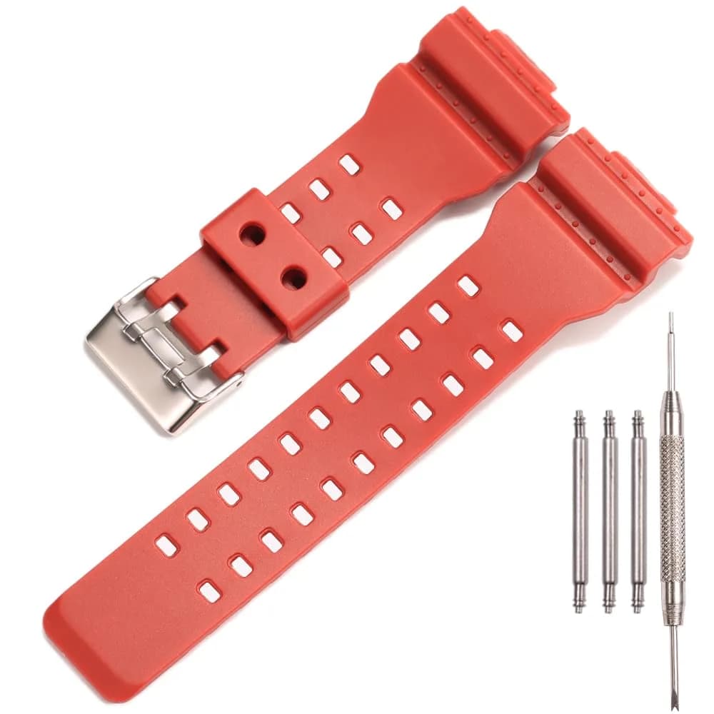 XBHSW Resin Replacement Watch Band for Casio G-Shock GA/GD Series 22mm (0.87 inch) Camouflage Military Green | Durable & Waterproof — Matte Red