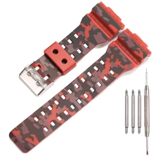 XBHSW Resin Watch Strap Compatible with Casio G-Shock GA100 GA110 GA120 GD100 GD120 (Camouflage Red, 22mm) thumbnail 1