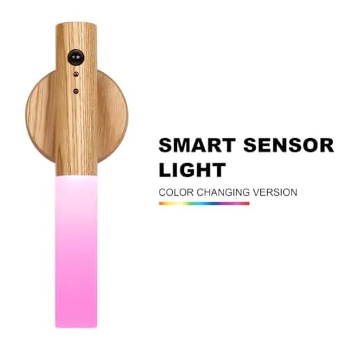 LANDGOO Wooden Motion Sensor Night Light | Handmade Wooden Night Light with Motion Detection and Warm LED Light thumbnail 4