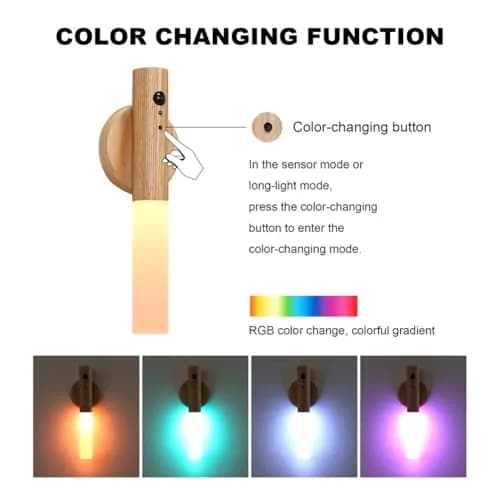 LANDGOO Wooden Motion Sensor Night Light | Handmade Wooden Night Light with Motion Detection and Warm LED Light thumbnail 6