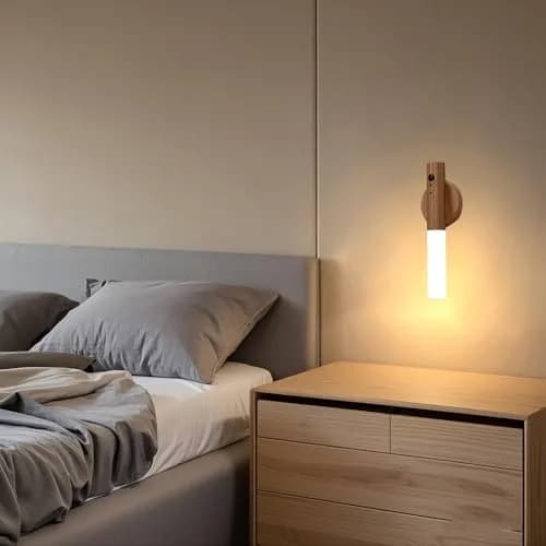 LANDGOO Wooden Motion Sensor Night Light | Handmade Wooden Night Light with Motion Detection and Warm LED Light thumbnail 8