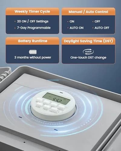 SURAIELEC Digital Pool Timer 40AMP 240V | 7-Day Programmable Control for Pool Pumps thumbnail 4