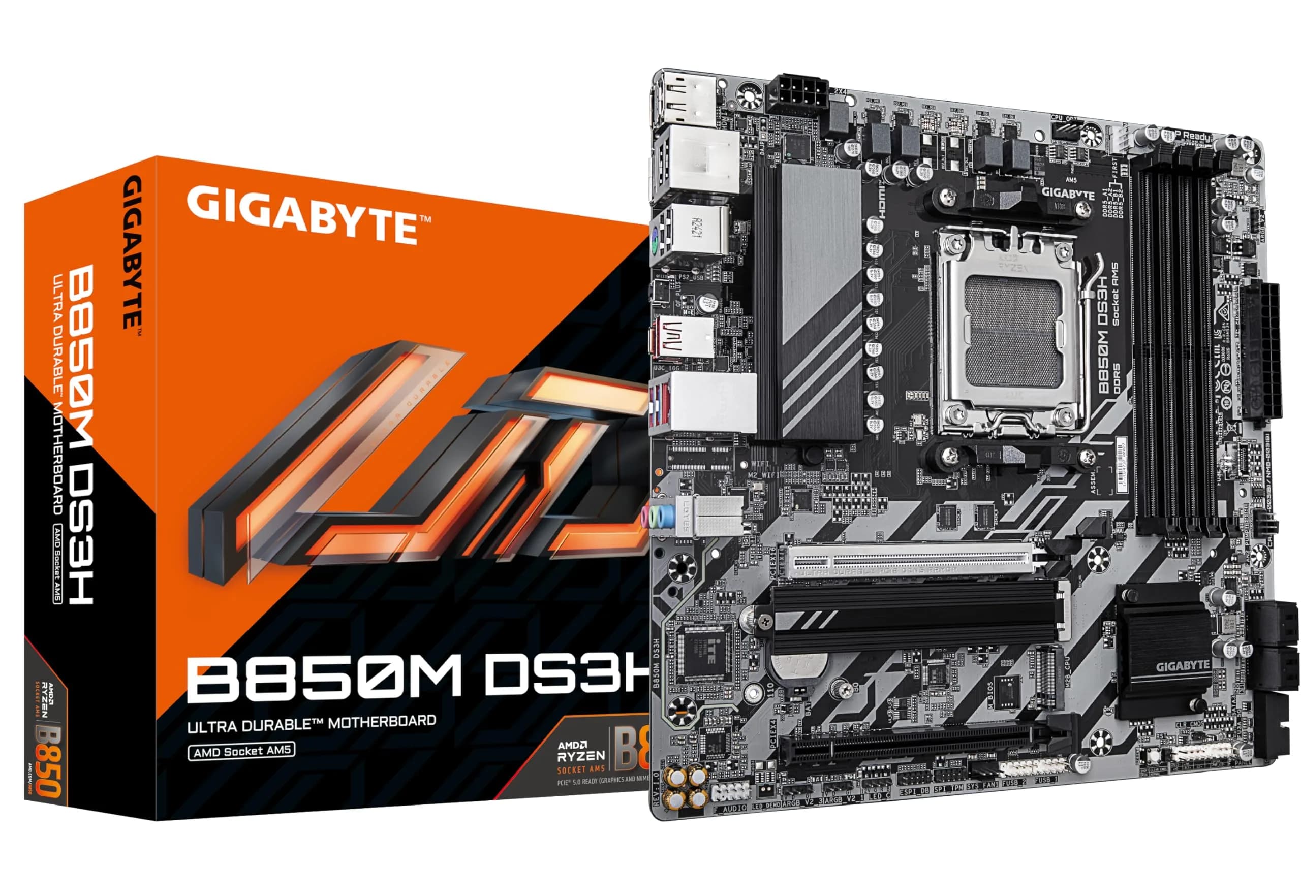 GIGABYTE B850M DS3H Motherboard | AMD Ryzen 9000 Series, DDR5, PCIe 5.0, 2.5GbE LAN - main product image