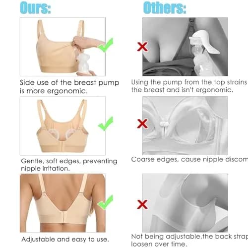 ENSDOAR Hands-Free Pumping Bra for Breastfeeding & Nursing, Beige, Medium | Soft Cotton Blend with Removable Pads thumbnail 6