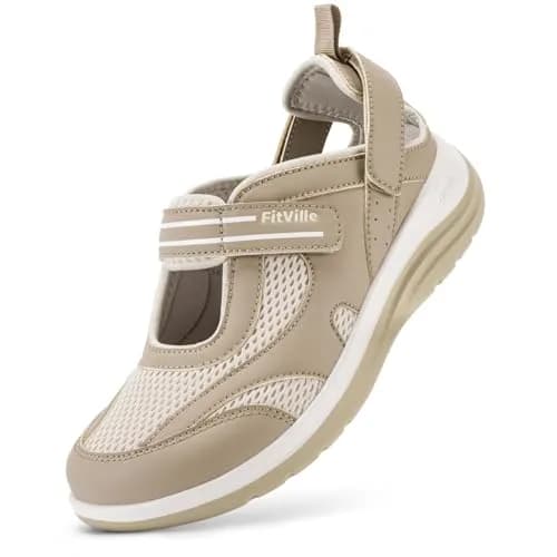 FitVille Extra Wide Diabetic Sandals for Women | Adjustable Arch Support, Orthopedic Walking Shoes for Flat Feet & Heel Pain Relief (US Women's 7 Wide) thumbnail 1