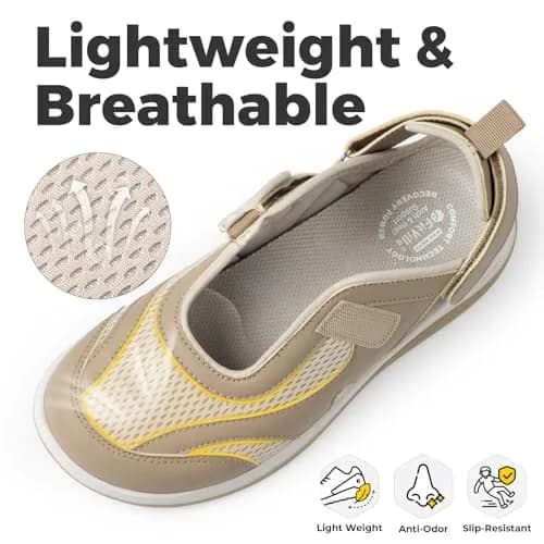 FitVille Extra Wide Diabetic Sandals for Women | Adjustable Arch Support, Orthopedic Walking Shoes for Flat Feet & Heel Pain Relief (US Women's 7 Wide) thumbnail 3
