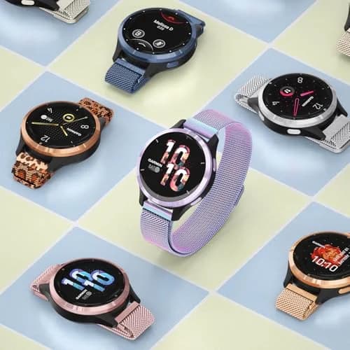 Meliya 18mm Metal Watch Bands for Garmin Venu 3S/4S/2S/Vivoactive 4S/Vivomove 3S/Forerunner 265s/255s (41mm-42mm) - Colorful Milanese Stainless Steel Strap | Quick Release Magnetic Clasp thumbnail 6