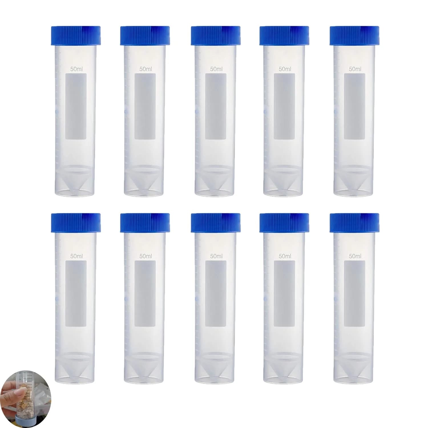 UtySty Coffee Bean Storage Tubes 50ml | 10 Pack with Scale & Seal (118*29mm, White) - main product image
