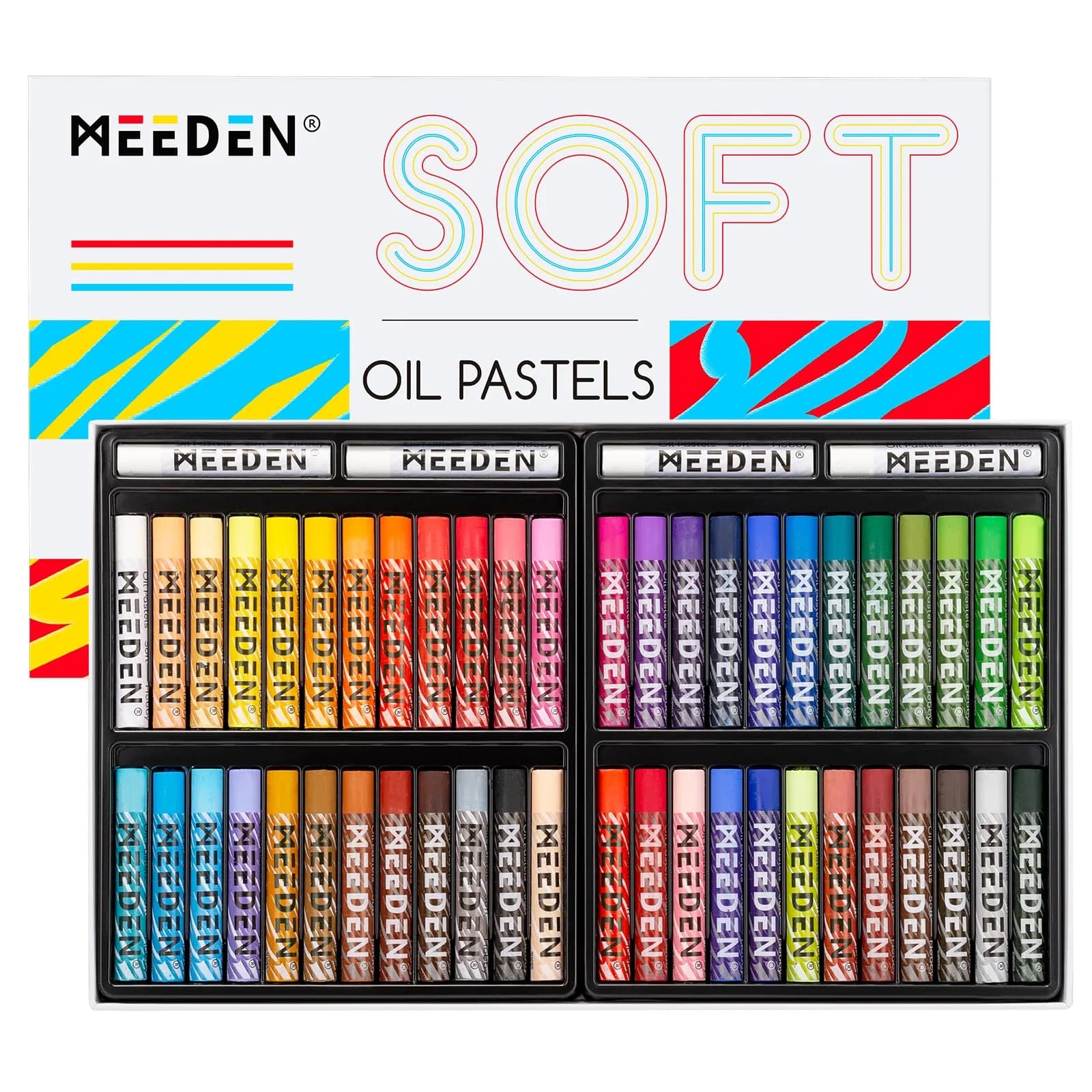 MEEDEN Soft White Oil Pastels 6 Pcs (6 Count) | Versatile Base Color for Artists & Beginners — 48 Colors