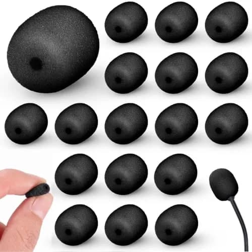 Innconee Mini Mic Foam Windscreen Covers 2mm x 15mm (20 Pcs) | Reduces Wind Noise for Headset & Lapel Mics thumbnail 1