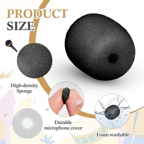 Innconee Mini Mic Foam Windscreen Covers 2mm x 15mm (20 Pcs) | Reduces Wind Noise for Headset & Lapel Mics thumbnail 4